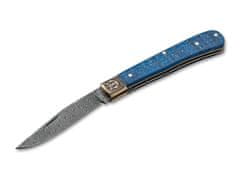 Böker Manufaktur 1132021DAM Annual Damascus 2021 sběratelský nůž 8,3 cm, javor, modrá