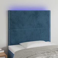 Greatstore Čelo postele s LED tmavě modré 80x5x118/128 cm samet