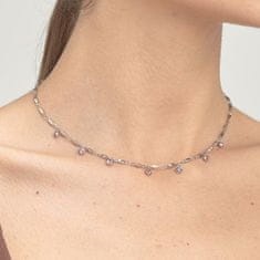 Brosway Třpytivý náhrdelník s růžovými krystaly Symphonia BYM140