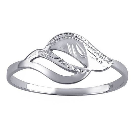 Silvego Stříbrný prsten lístek Chaja s ručním rytím
