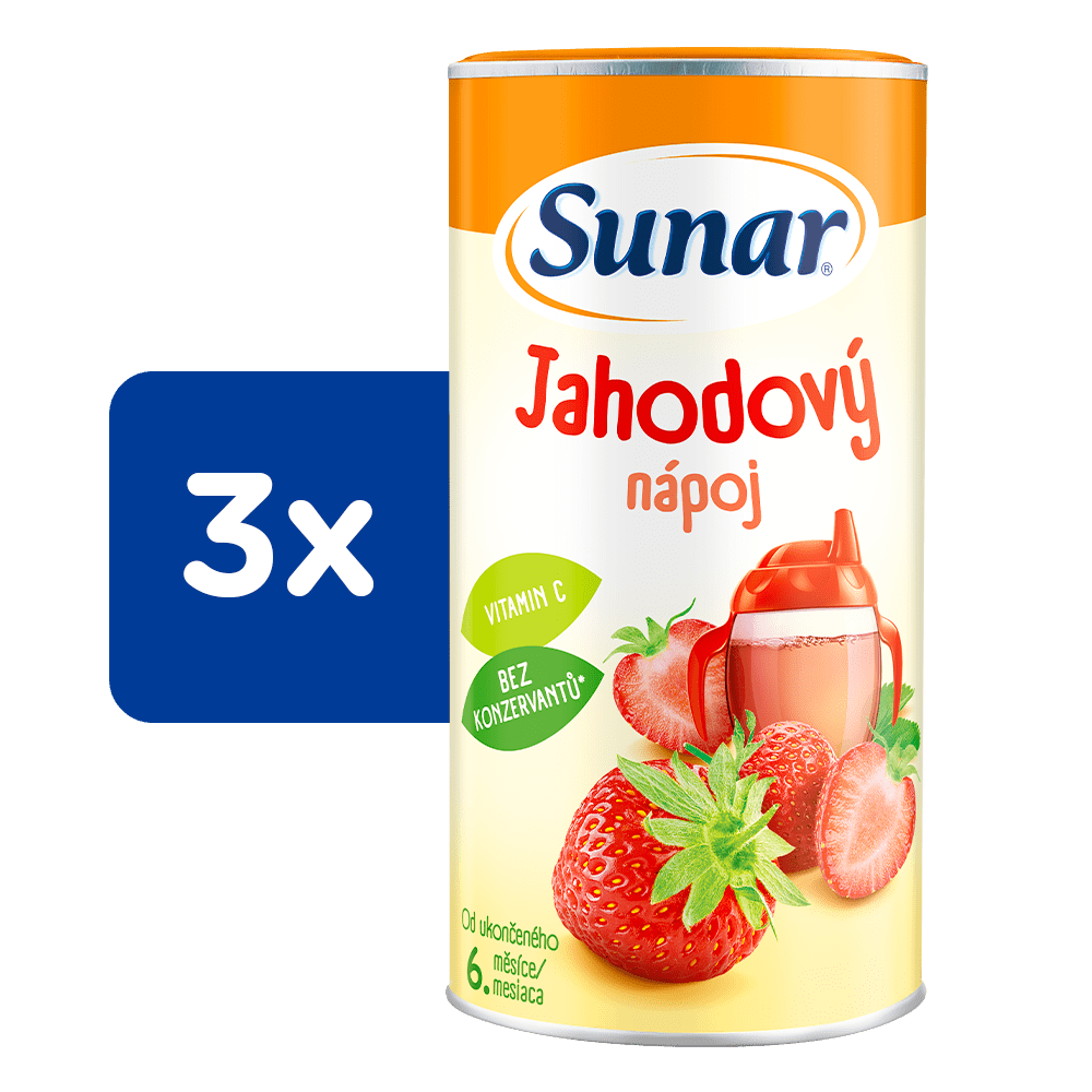 Levně Sunar rozpustný nápoj jahodový 3 x 200 g