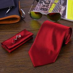 Northix Kostýmní doplňky | Kravata + kapesník + manžetové knoflíčky - červená 