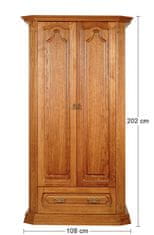 Pyka Rustikální dvoudveřová šatní skříň Kinga 2D - dřevo D3