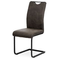 Autronic Jídelní židle, šedá látka v dekoru vintage kůže, kov - černý lak DCL-412 GREY3