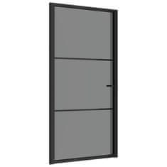 Vidaxl Interiérové dveře 102,5 x 201,5 cm černé ESG sklo a hliník