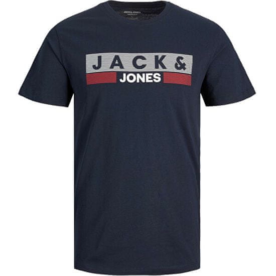 Jack&Jones Plus Pánské triko JJELOGO Regular Fit 12158505 Navy Blazer PLAY 4
