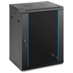shumee 19'' 15U IP20 nástěnná serverová RACK skříň do 60 kg 60x45x87 cm ČERNÁ