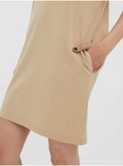 Vero Moda Béžové krátké basic šaty s kapsami VERO MODA Nella XS