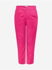 Only Carmakoma Tmavě růžové dámské lněné kalhoty ONLY CARMAKOMA Caro 46