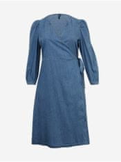 Only Carmakoma Modré dámské džínové zavinovací šaty ONLY CARMAKOMA Irina 48