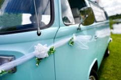 PartyDeco Dekorace svatebního auta bílá růže