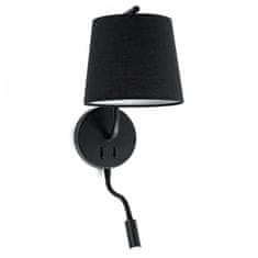 FARO Barcelona FARO BERNI nástěnná lampa, černá, se čtecí lampičkou