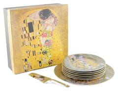 Home Elements  Dortový set: dortový talíř, 6 x talíř, dortová lžíce, Klimt, Polibek zlatý