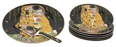 Home Elements  Dortový set: dortový talíř, 6 x talíř, dortová lžíce, Klimt, Polibek tmavý