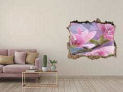 Wallmuralia 3D díra na zeď Růžová magnolie 120x81 cm