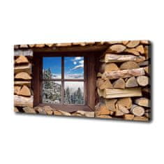 Wallmuralia Foto-obraz canvas do obýváku Zima za oknem 100x50 cm