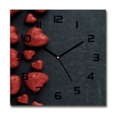 Wallmuralia Skleněné hodiny čtverec Srdce na tabuli černé 30x30 cm