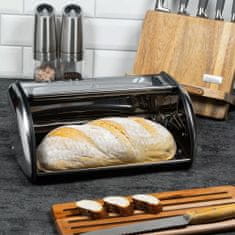 KINGHoff Ocelový chlebník, malý zásobník na chléb, 36 cm, Kh-3200, leštěný