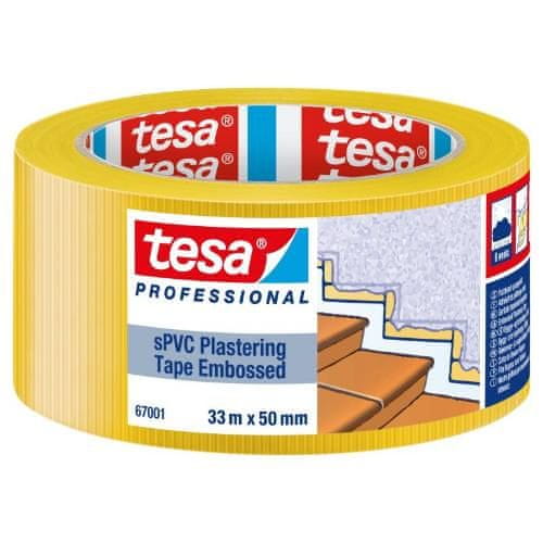 Tesa Páska omítací 67001, PVC, žebrovaná, UV 6 týdnů, 33 m x 50 mm, žlutá