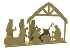 Aladine Dřevěná dekorace k dozdobení - Betlém 50 x 34,5 x 9 cm