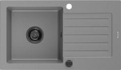 Mexen Pablo granitový dřez 1 s odkapávačem 752 x 436 mm, šedá, + sifon grafit (6510751010-71-B)