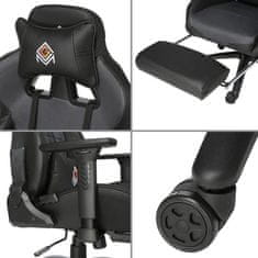 VERVELEY Herní židle CGM-Rocking z polyesteru a PU, kovová základna - s opěrkou hlavy, opěrkou nohou a bederním polštářem -
