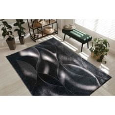 Nazar Moderní koberec do obývacího pokoje, vzor vlny, černý, 100% polyester, 120 x 160 cm, interiér, NAZAR