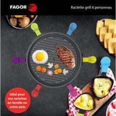 VERVELEY FAGOR FG830, Raclette gril, 2 v 1, pro 6 osob, 30 cm, 800 W, nepřilnavý povrch, světelná kontrolka