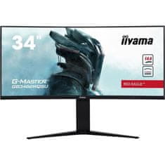 iiyama Zakřivená herní obrazovka pro PC, IIYAMA G-Master Red Eagle GB3466WQSU-B1, 34 UWQHD, VA panel, 1 ms, 144 Hz, HDMI / DisplayPort, FreeSync