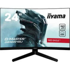iiyama Zakřivená herní obrazovka pro PC, IIYAMA G-Master Red Eagle G2466HSU-B1, 23,6 FHD, VA panel, 1 ms, 165 Hz, HDMI / DisplayPort, FreeSync