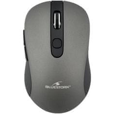 Bluestork Bezdrátová myš, 2,4 GHz, 6 tlačítek, šedá