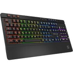 VERVELEY Bezdrátová herní klávesnice, Membránové klávesy, AXS KEYZ-TITANIUM, Opěrka dlaně a kolébka hlasitosti, RGB osvětlení + 5 efektů