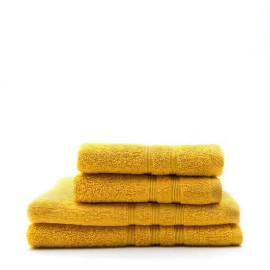 Today DAISY sada 2 ručníků 50 x 100 cm + 2 prostěradla 70 x 130 cm, 100% bavlna, šafránová barva