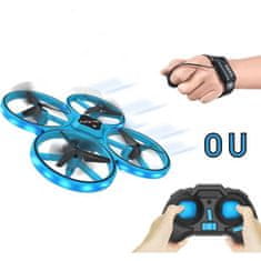 VERVELEY FLASHING DRONE, Mini dron s LED diodou, FLYBOTIC, Klasické dálkové ovládání + dálkové ovládání na zápěstí, Looping 360