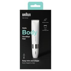 Braun Elektrický zastřihovač těla Braun Body Mini BS1000 pro muže a ženy, mokrý a suchý, multifunkční, bílý