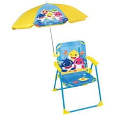 VERVELEY FUN HOUSE Baby Shark Skládací kempingová židle se slunečníkem, v. 38,5 x š. 38,5 x hl. 37,5 cm + deštník ø 65 cm, pro děti