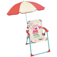 VERVELEY FUN HOUSE Prasátko Peppa Skládací kempingová židle se slunečníkem, v. 38,5 x š. 38,5 x hl. 37,5 cm + deštník ø 65 cm, pro děti