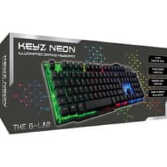 VERVELEY Herní klávesnice THE G-LAB KEYZ-NEON, podsvícená, drátová, 19 anti-ghosting kláves, 12 multimediálních zkratek