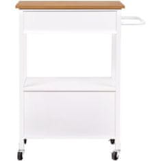 VERVELEY Kuchyňský vozík 1 dvířka 1 zásuvka, lakovaná bílá, D 64 x H 46 x V 92,5 cm, LANDO