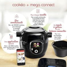 Moulinex MOULINEX CE859800 COOKEO + Connect Smart Multicooker s váhou a pečicím plechem v balení, 6 l, 200 receptů, černá barva