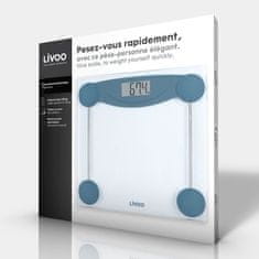 Livoo LIVOO DOM426B, Elektronická koupelnová váha, Panel z tvrzeného skla a LCD displej, Váživost až do 180 kg, Odstupňovaná stupnice pro 100 g.