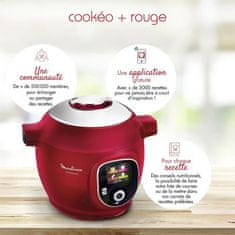 Moulinex MOULINEX CE85B510 COOKEO + 6L Smart Multicooker, 180 předprogramovaných receptů, červený