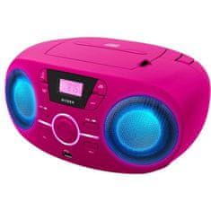 Bigben Přenosné rádio BIGBEN CD61RSUSB Cd Usb Pink + světelné reproduktory