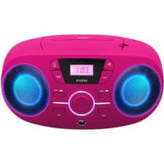Bigben Přenosné rádio BIGBEN CD61RSUSB Cd Usb Pink + světelné reproduktory