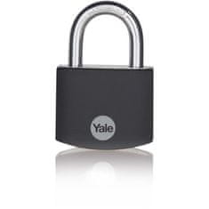 Yale YALE -YE3B/38/119/1/BK, 38 mm hliníkový visací zámek, tvrzená ocelová paleta, černý, 3 klíče, Pro skříňky, skříňky na nářadí, brašny