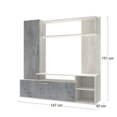 nabbi Obývací stěna Kalina - white wood / beton