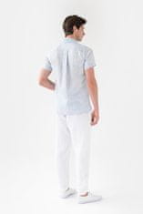 Magic Linen Lněná košile PORTLAND s krátkým rukávem v proužkované modré Velikost: XL