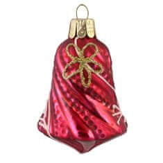 Decor By Glassor Vánoční skleněný zvoneček tmavě růžový