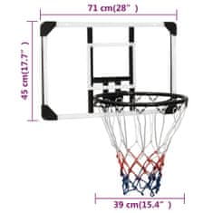 Greatstore Basketbalový koš s průhlednou deskou 71x45x2,5 cm polykarbonát