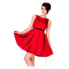 Numoco Dámské společenské šaty FOLD se sklady a páskem středně dlouhé červené - Červená - Numoco červená S